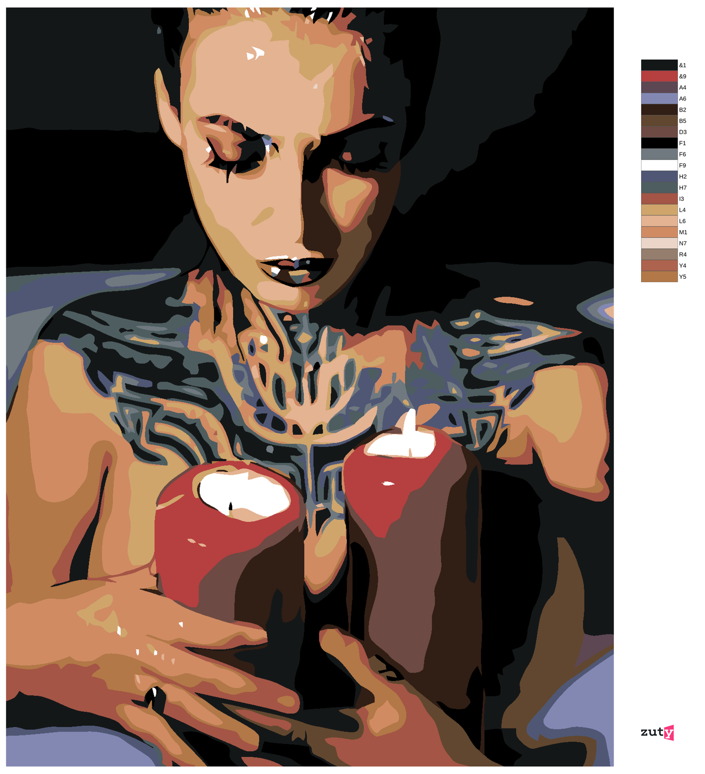 Paint by Numbers - WOMAN WITH TATTOOS AND CANDLES