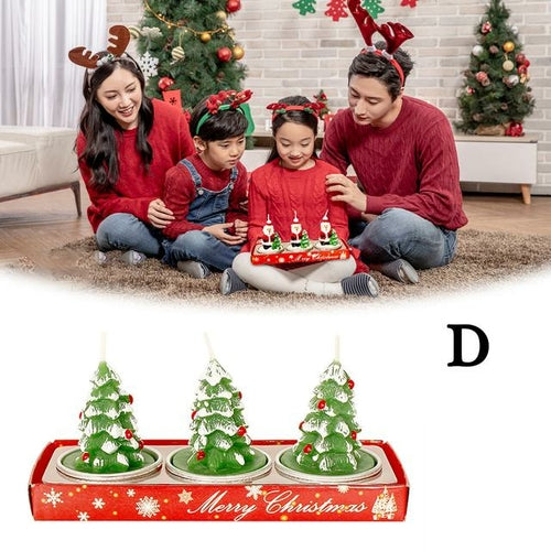 3pcs/Set Christmas Candles Creative Christmas Tree Pine Cones Paraffin