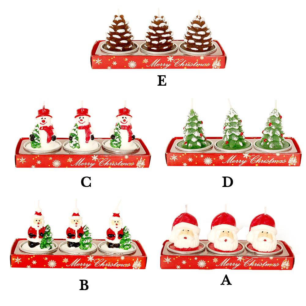 3pcs/Set Christmas Candles Creative Christmas Tree Pine Cones Paraffin