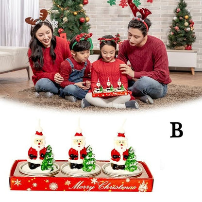 3pcs/Set Christmas Candles Creative Christmas Tree Pine Cones Paraffin