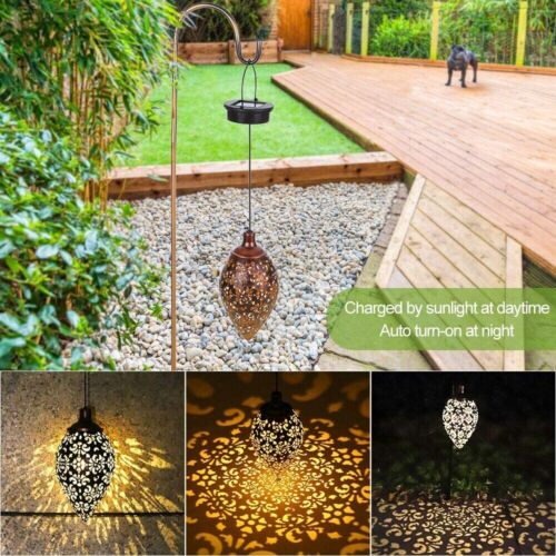 2Pcs Solar LED Hanging Lantern Lights Metal Garden Patio Decor Lights - Terrasland