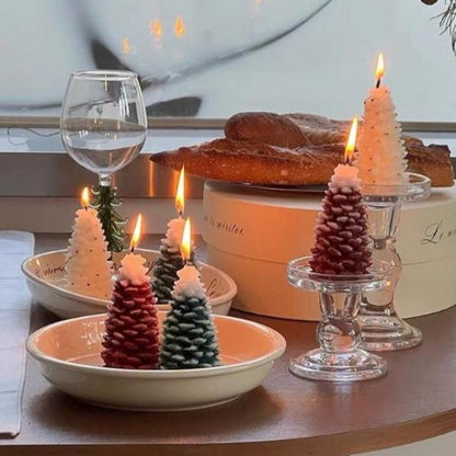 3 Pcs - Pine Cone Scented Soy Wax Candles - Christmas