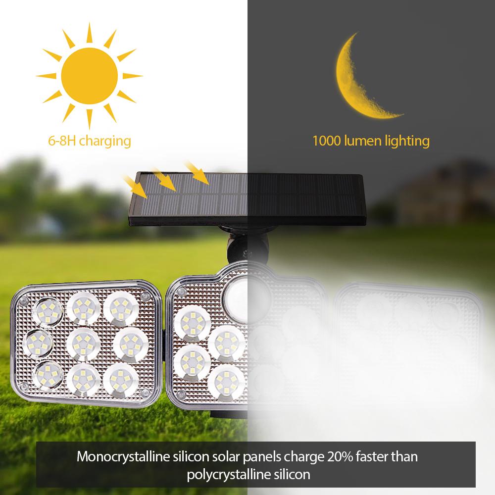 3 Adjustable Heads 270° Wide Angle Illumination Solar Lights Outdoor - Terrasland