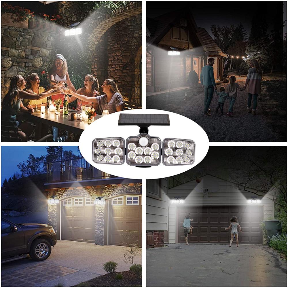 3 Adjustable Heads 270° Wide Angle Illumination Solar Lights Outdoor - Terrasland