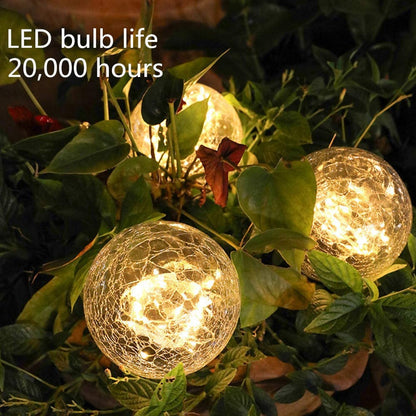 2Pcs Solar Lights Outdoor Garden Decor Cracked Glass Ball Warm Lights - Terrasland