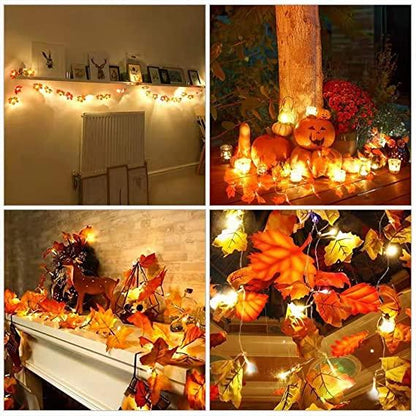 30 Lights Maple Leaf String Lights Thanksgiving Christmas Decorations