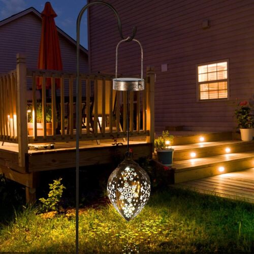 2Pcs Solar LED Hanging Lantern Lights Metal Garden Patio Decor Lights - Terrasland