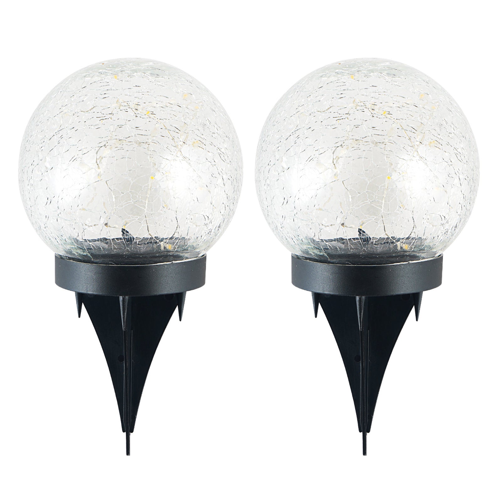 2Pcs Solar Lights Outdoor Garden Decor Cracked Glass Ball Warm Lights - Terrasland