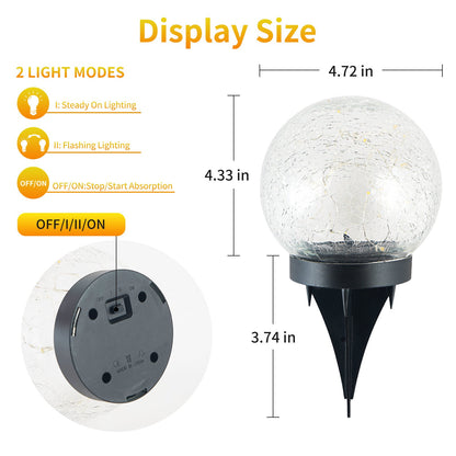 2Pcs Solar Lights Outdoor Garden Decor Cracked Glass Ball Warm Lights - Terrasland