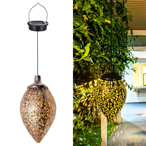 2Pcs Solar LED Hanging Lantern Lights Metal Garden Patio Decor Lights - Terrasland