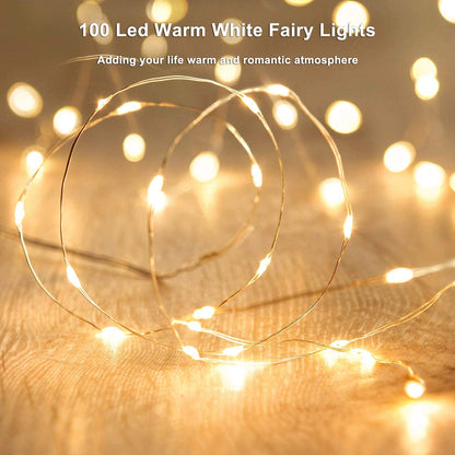 USB Powered String Lights Warm White 33Ft 100 Led for Christmas