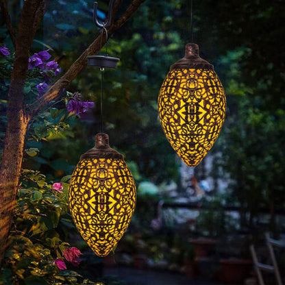 2Pcs Solar LED Hanging Lantern Lights Metal Garden Patio Decor Lights - Terrasland