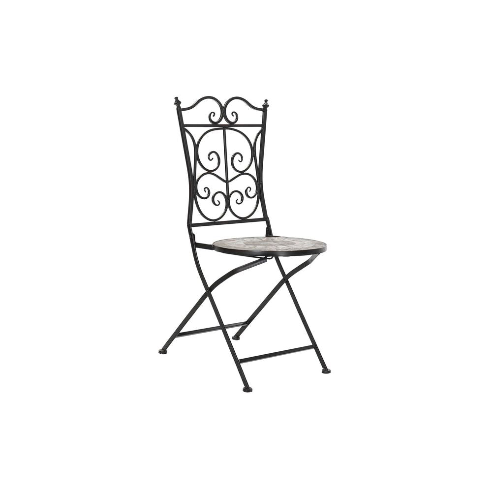 Garden chair DKD Home Decor Black Ceramic Multicolour Ironwork (39 x - Terrasland