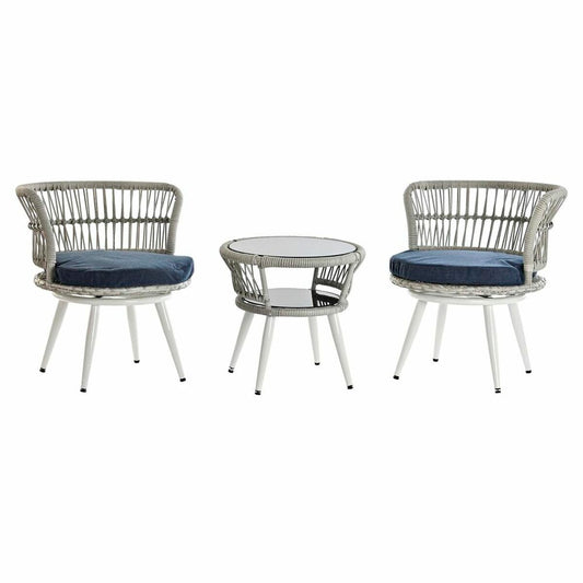 Table Set with 2 Armchairs DKD Home Decor Blue White Blue/White - Terrasland