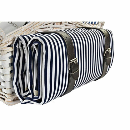 Basket DKD Home Decor wicker Picnic Blue Polyester White (40 x 40 x 42 - Terrasland