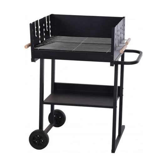 Coal Barbecue with Wheels Black (60 x 46 x 93 cm) - Terrasland