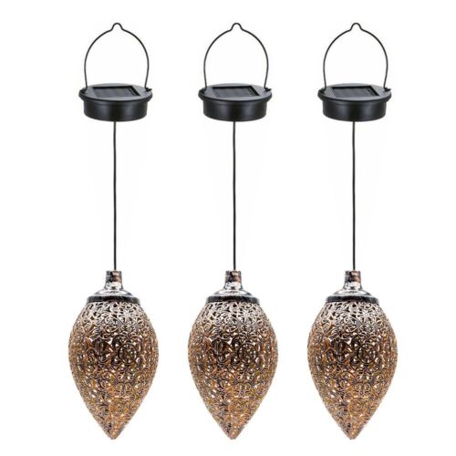 2Pcs Solar LED Hanging Lantern Lights Metal Garden Patio Decor Lights - Terrasland