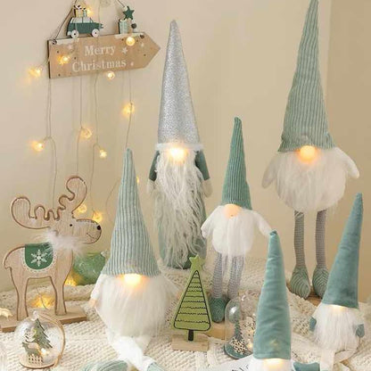 Nordic Christmas Gnomes Elves Dolls Ornaments Decors with Led Lights