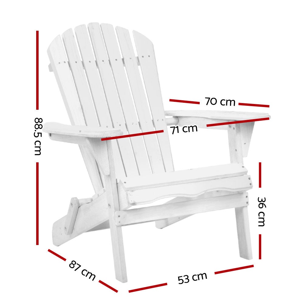 Gardeon Outdoor Furniture Adirondack Chairs Beach Chair Lounge Wooden - Terrasland