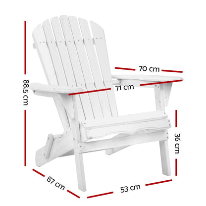 Gardeon Outdoor Furniture Adirondack Chairs Beach Chair Lounge Wooden - Terrasland