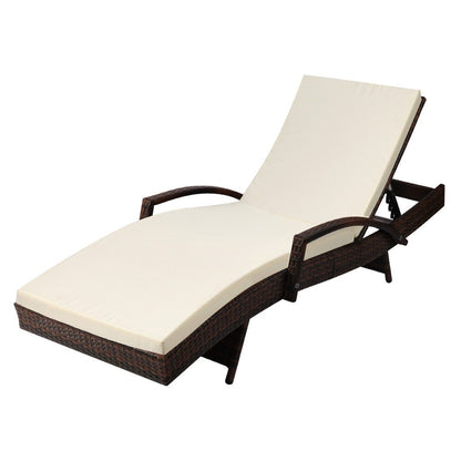 Gardeon Outdoor Sun Lounge - Brown - Terrasland