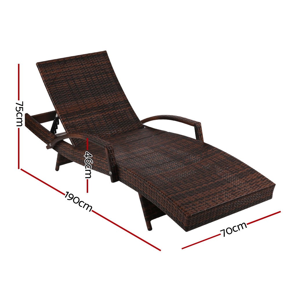 Gardeon Outdoor Sun Lounge - Brown - Terrasland