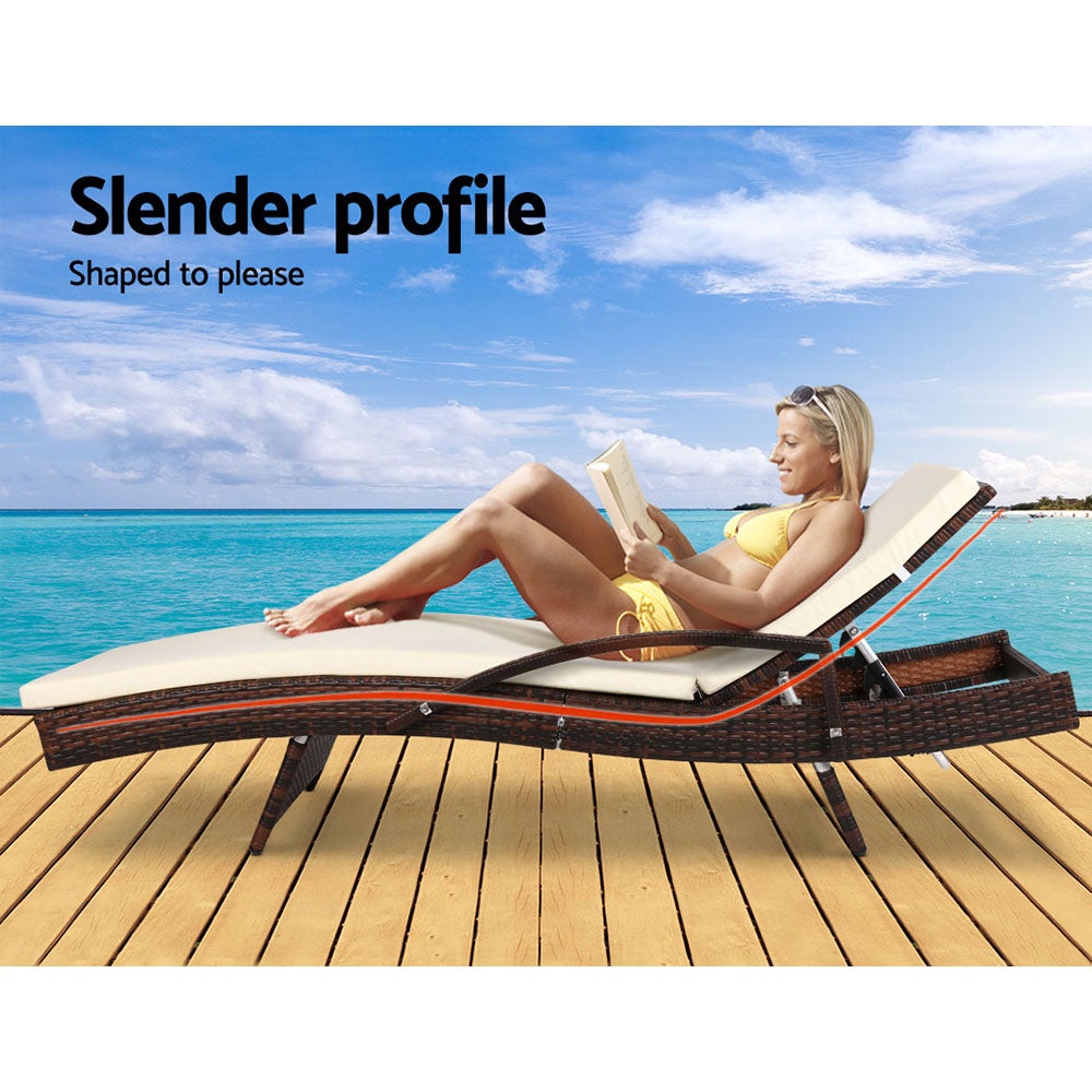 Gardeon Outdoor Sun Lounge - Brown - Terrasland