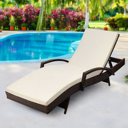 Gardeon Outdoor Sun Lounge - Brown - Terrasland