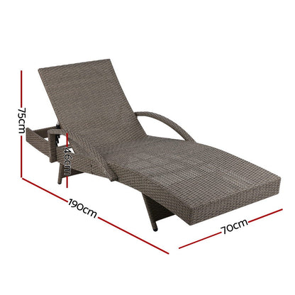 Gardeon Outdoor Sun Lounge - Grey - Terrasland