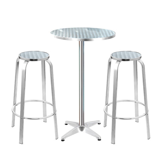 Gardeon Outdoor Bistro Set Bar Table Stools Adjustable Aluminium Cafe - Terrasland