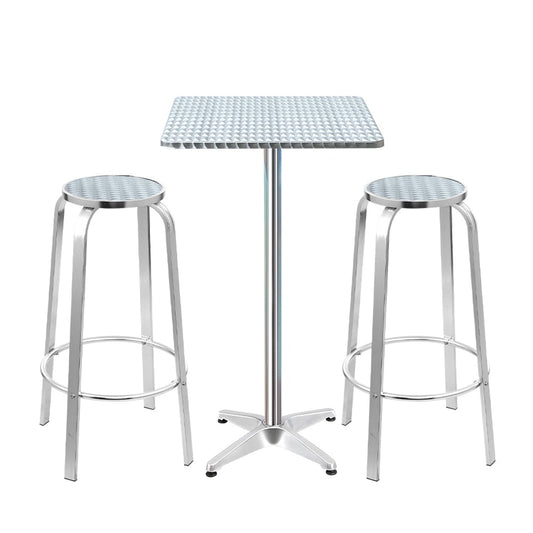 Gardeon Outdoor Bistro Set Bar Table Stools Adjustable Aluminium Cafe - Terrasland