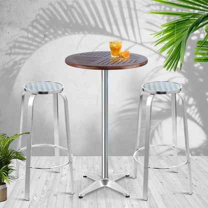 Gardeon Outdoor Bistro Set Bar Table Stools Adjustable Aluminium Cafe - Terrasland