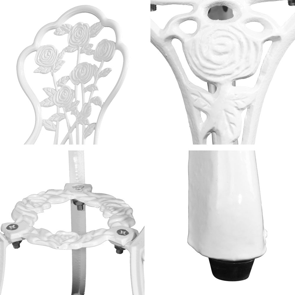 Gardeon Outdoor Furniture Chairs Table 3pc Aluminium Bistro White - Terrasland