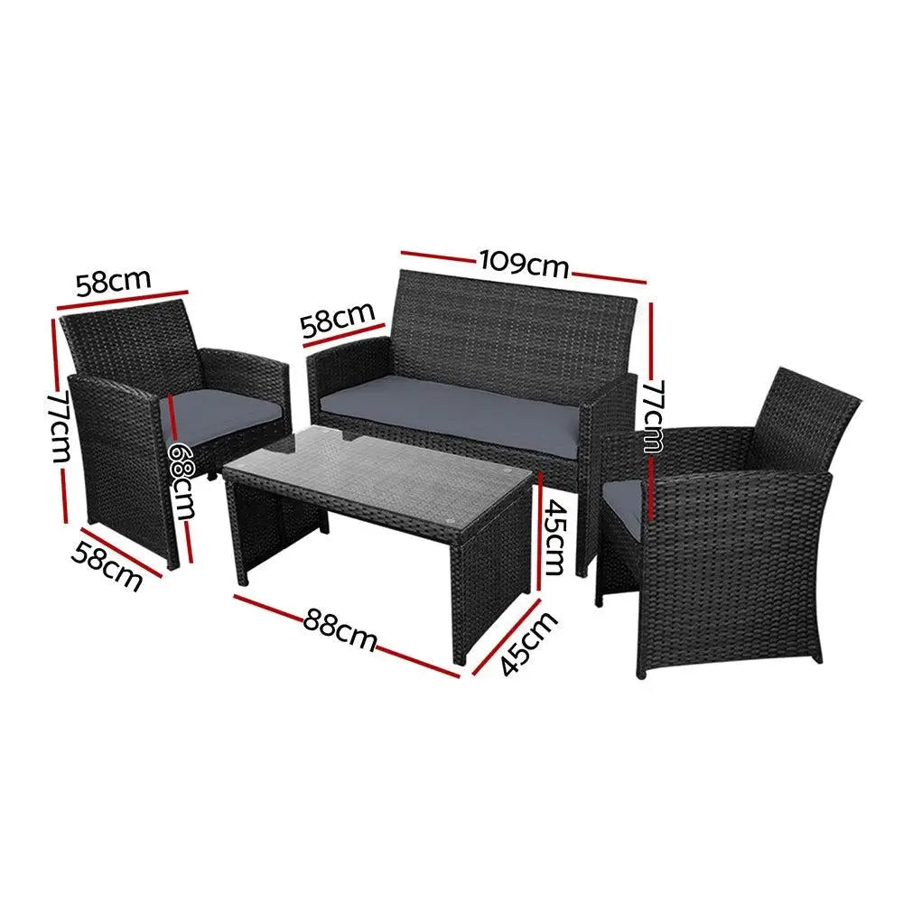 Gardeon Garden Furniture Outdoor Lounge Setting Wicker Sofa Set - Terrasland