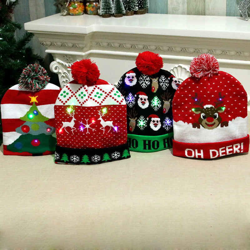 Hot Sale LED Christmas Tree Hat Light Up Knitted