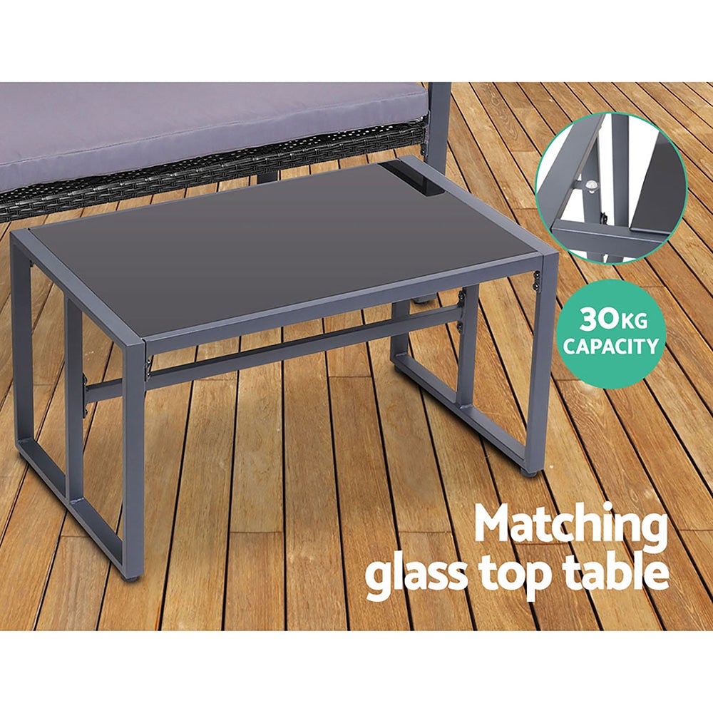 Gardeon 4PC Outdoor Furniture Patio Table Chair Black - Terrasland