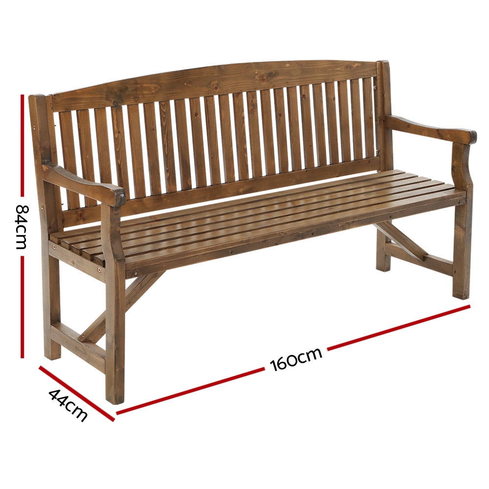 Gardeon Wooden Garden Bench Chair Natural Outdoor Furniture Décor - Terrasland