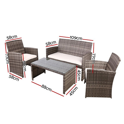 Gardeon Garden Furniture Outdoor Lounge Setting Wicker Sofa Set - Terrasland