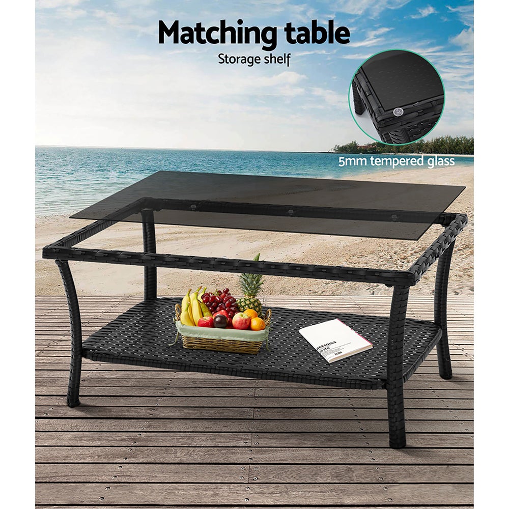 Gardeon Outdoor Furniture Set Wicker Cushion 4pc Black - Terrasland