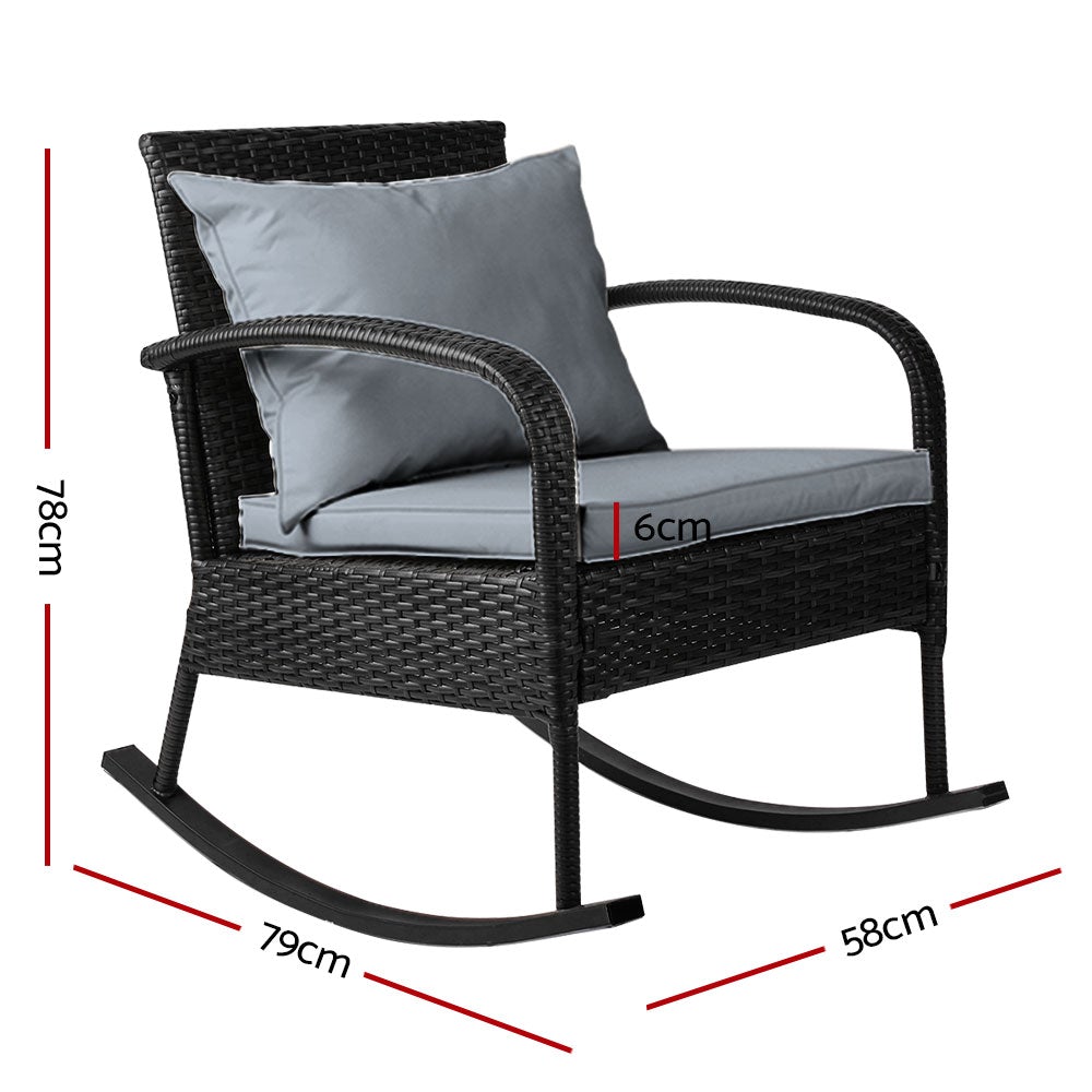 Gardeon Outdoor Furniture Rocking Chair Wicker Garden Patio Lounge - Terrasland