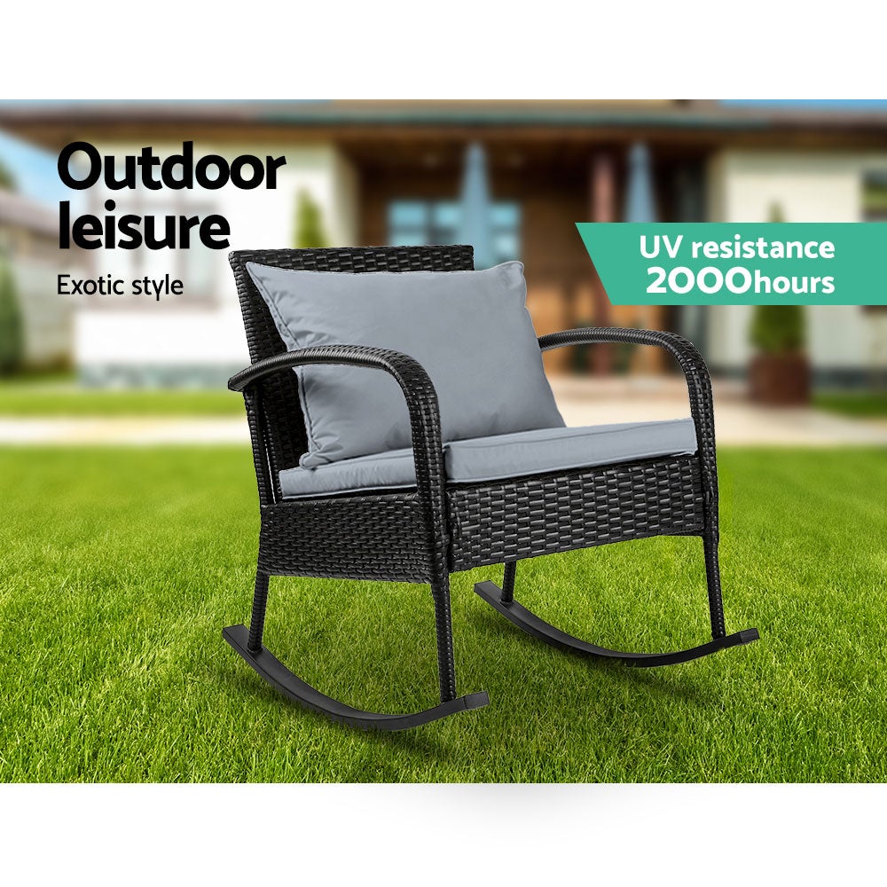 Gardeon Outdoor Furniture Rocking Chair Wicker Garden Patio Lounge - Terrasland