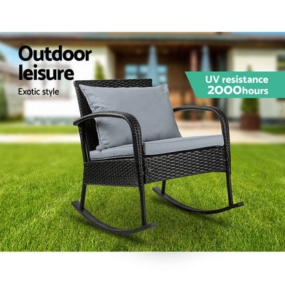 Gardeon Outdoor Furniture Rocking Chair Wicker Garden Patio Lounge - Terrasland