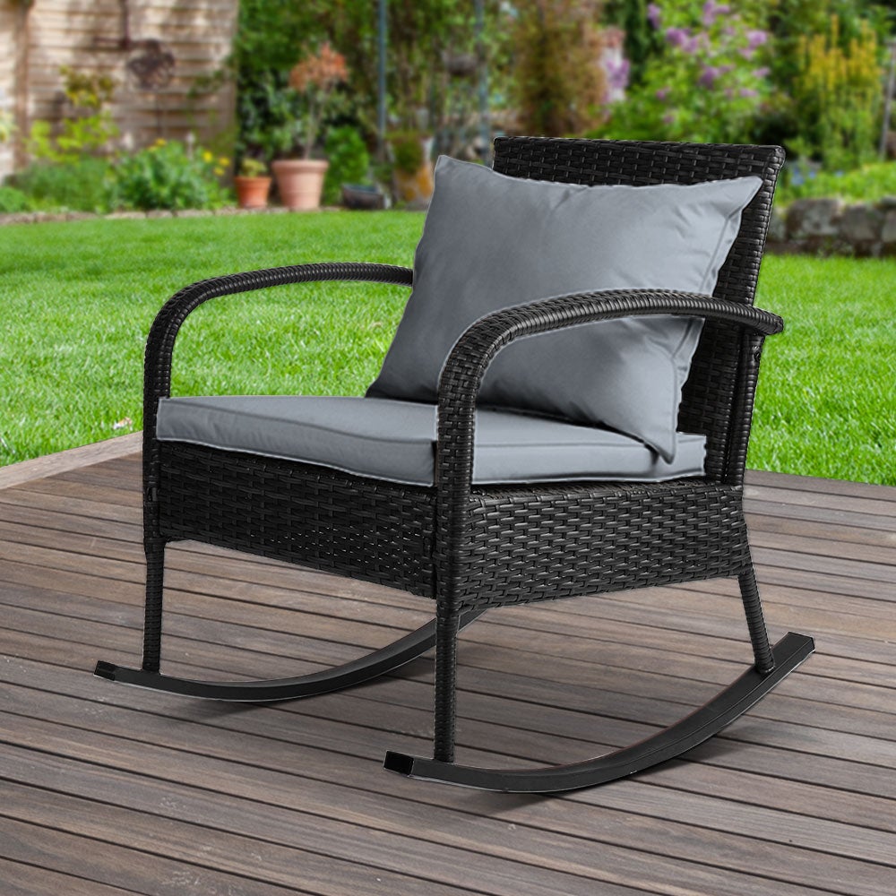 Gardeon Outdoor Furniture Rocking Chair Wicker Garden Patio Lounge - Terrasland