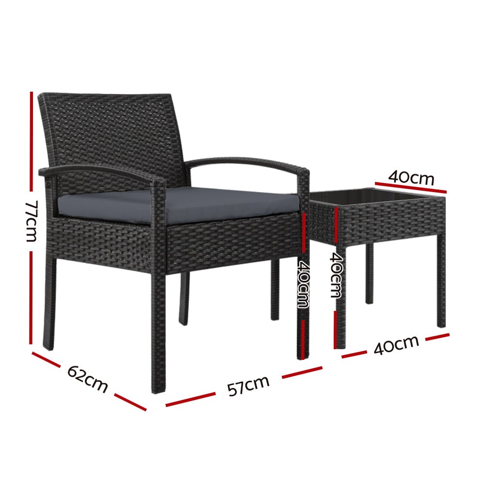 Gardeon 3-piece Outdoor Set - Black - Terrasland