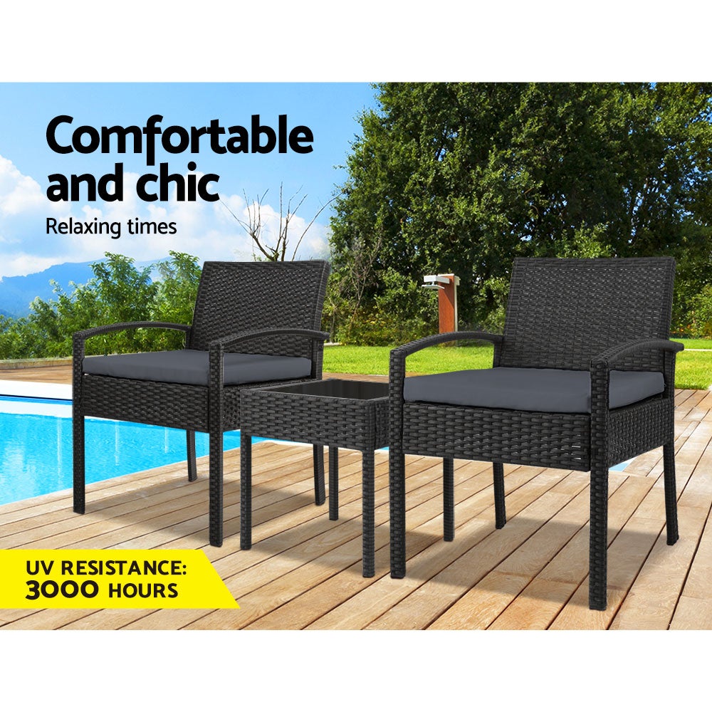 Gardeon 3-piece Outdoor Set - Black - Terrasland