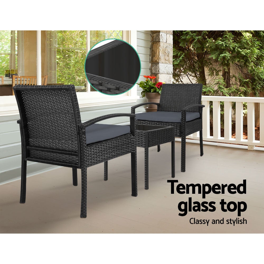 Gardeon 3-piece Outdoor Set - Black - Terrasland