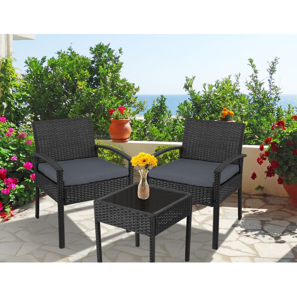 Gardeon 3-piece Outdoor Set - Black - Terrasland