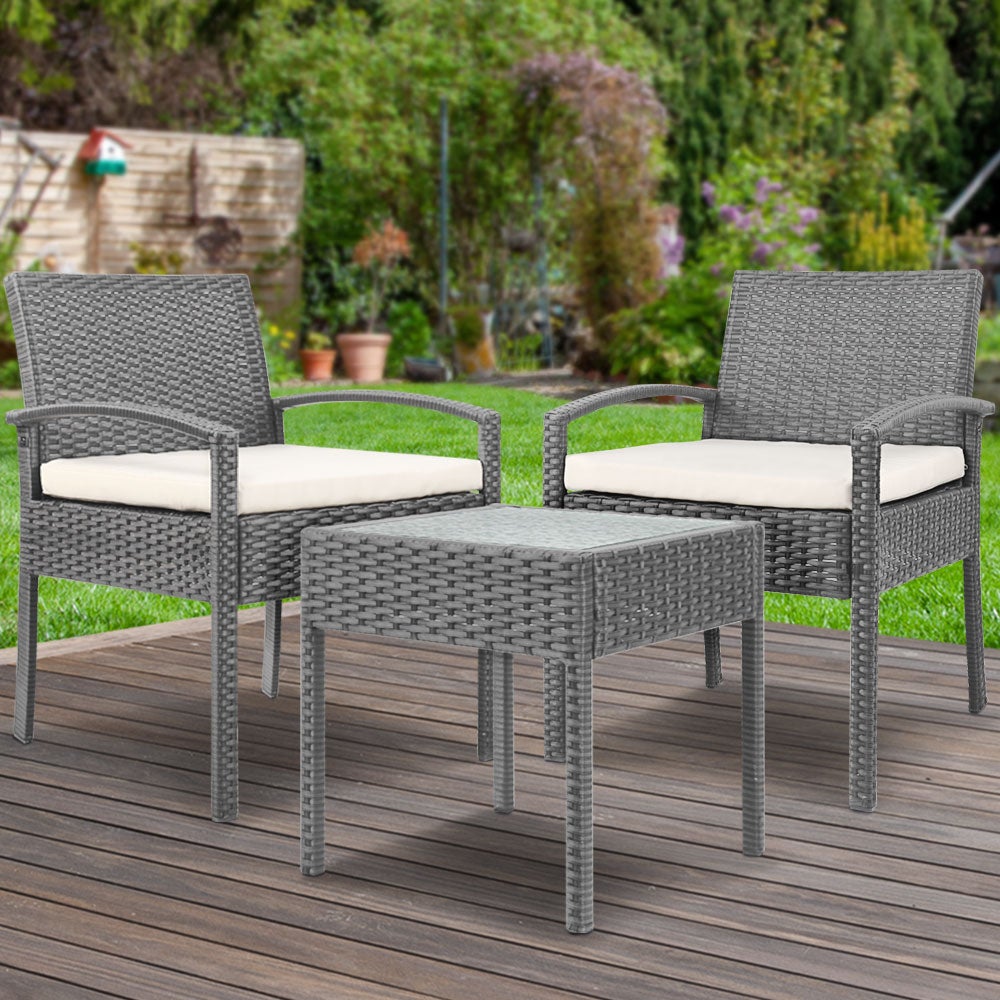 Gardeon 3-piece Outdoor Set - Grey - Terrasland