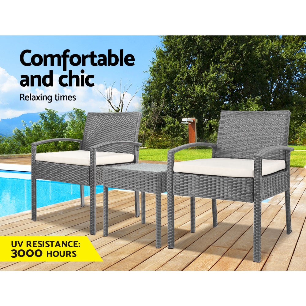 Gardeon 3-piece Outdoor Set - Grey - Terrasland