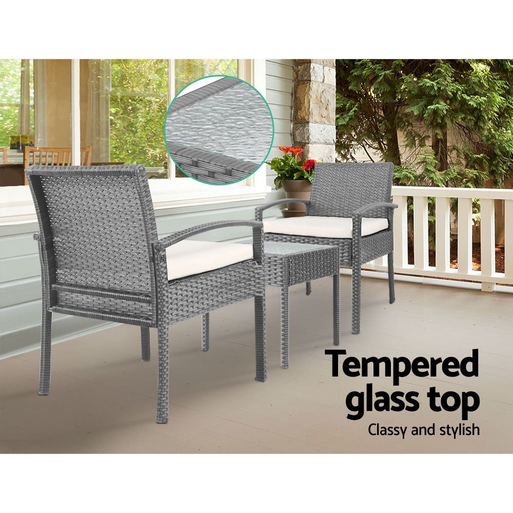 Gardeon 3-piece Outdoor Set - Grey - Terrasland